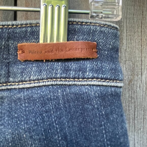 Pilcro Lace‑Up High Rise Flare Jeans Medium Wash Size 28 — 70s Boho Chic Anthro - Picture 10 of 16